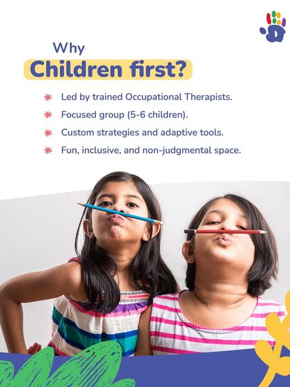 Why choose Children First for occupational therapy? Our groups are led by trained therapists, kept small (5-6 children) for focused attention, and use custom strategies in a fun, inclusive, and non-judgmental space.