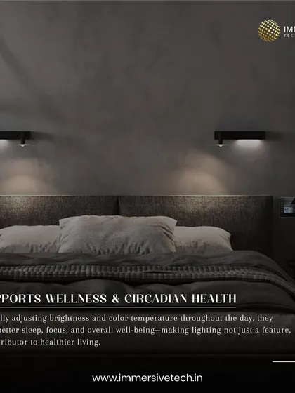 Our lighting systems are designed to support your wellness. By automatically adjusting brightness and color temperature to mimic natural daylight, we help regulate your body's circadian rhythm, promoting better sleep and focus.