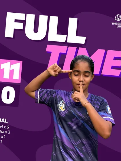 An incredible 11-0 win for the U14s, with Sanvi scoring six goals.