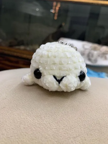 Here is the same seal keychain design in a classic white. These are small enough to be keychains but still have all the squishy charm of a larger plushie.