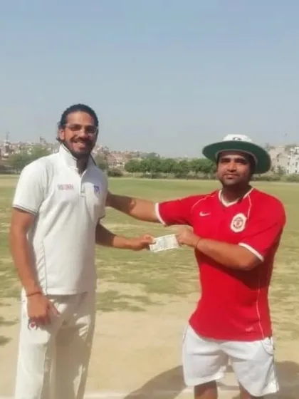 Naman Singh Malik being rewarded for his brilliant century, a knock of 120 runs in just 78 balls in a DDCA League match.