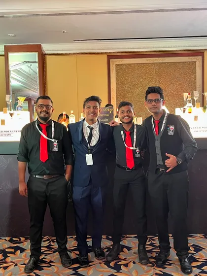 My professional team of bartenders, ready for a large wedding event. We can handle events of any size, ensuring quick and efficient service for all your guests.