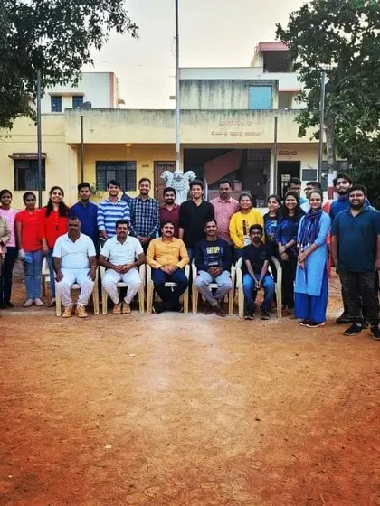 A proud moment with the entire team and the officials after completing our large scale wall painting for the Karnataka State Reserve Police. Community art projects bring so much joy.