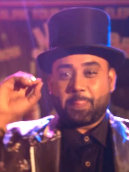 A close-up shot of me in character as 'Magician Yogi' for the web series. The top hat and costume really helped me get into the role.