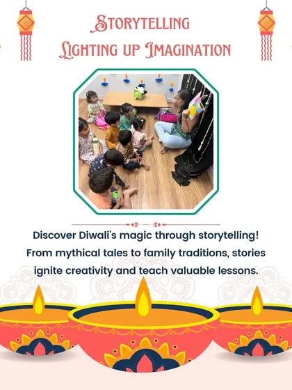 Lighting up imaginations with Diwali stories. We explore mythical tales and family traditions through storytelling, which ignites creativity and teaches valuable lessons.