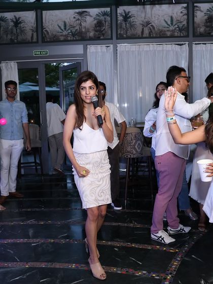 A guest takes her shot at Diaper Pong. I love seeing the competitive spirit and fun that these simple games bring to a celebration.