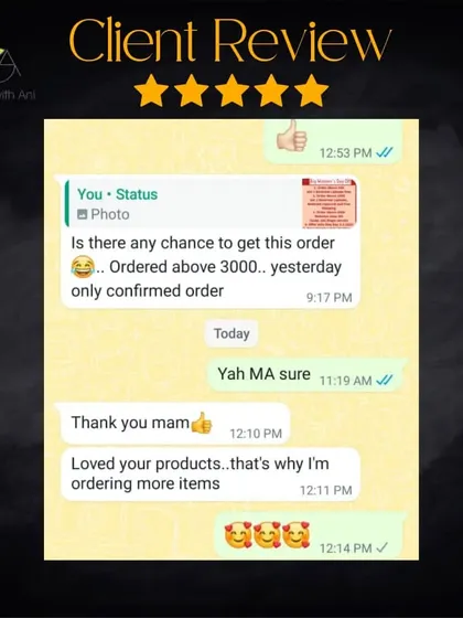 When a customer loves the products so much that they order more than 3000 rupees worth of items, it makes me feel so grateful. Your trust is everything.