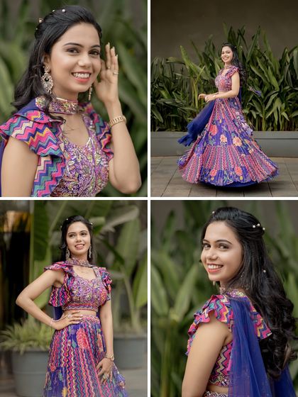 A collage of the bride's beautiful moments during the celebration. It showcases her stunning outfit, happy smiles, and graceful poses.