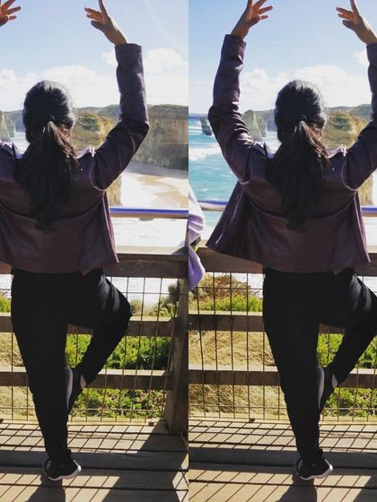 A ballet-inspired pose against the stunning backdrop of the 12 Apostles in Australia. You can find a dance moment anywhere in the world.