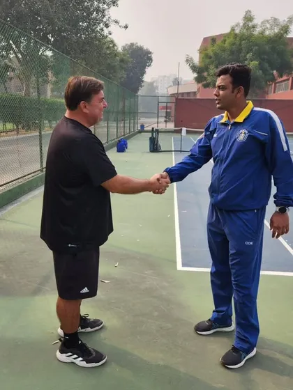 Here is Coach Todd Clark with the Indian Navy tennis team. We were honored to conduct a two-week intensive training program to prepare them for the prestigious Inter-Services tournament.