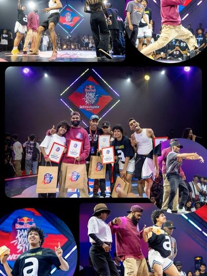 A collage of moments from the Red Bull Dance Your Style Weekender, capturing the battles, the win, and the celebration.