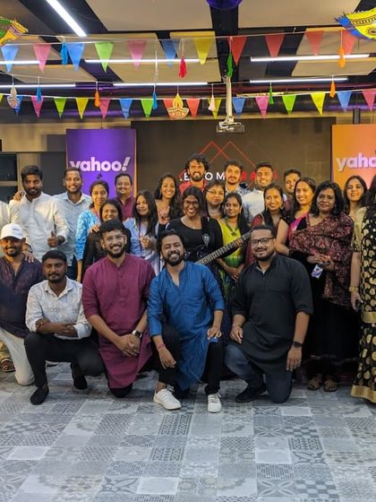 Our band, Boomrang, after a wonderful performance for a corporate event at Yahoo. We bring our professional musical services to events of all kinds.