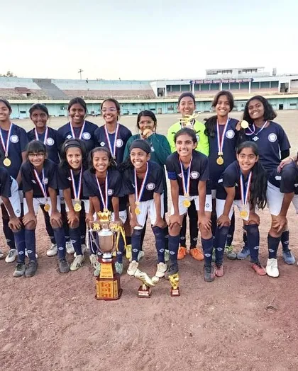 Champions! Our Mumbai Sub-Junior Girls' Team celebrating their victory at the WIFA Inter-District Championship. This is a testament to their hard work, dedication, and the winning culture we cultivate at the academy.