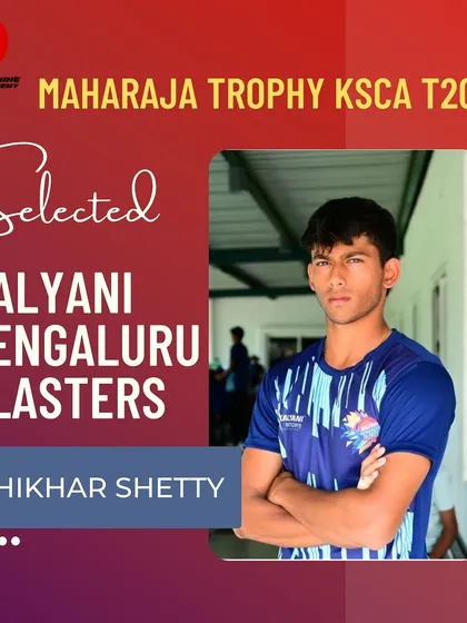 I am thrilled to see Shikhar Shetty get picked by the Kalyani Bengaluru Blasters for the Maharaja Trophy KSCA T20 tournament. May he shine bright!