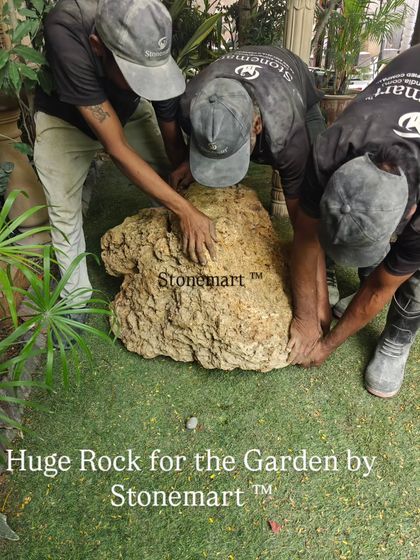 This huge rock for the garden is ready to be settled into its new home. We believe these natural stones bring a grounding, powerful energy to any outdoor space.