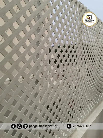 A close-up shot of the material and finish of our privacy lattice. We ensure the fabrication is clean and the material is durable for long-lasting outdoor use.