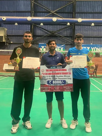 Results are the only measure of success. Here I am with my trainees Ujjwal Tomar and his partner after they secured the Gold Medal in both Boys' Doubles and Mixed Doubles at the UP State U-19 Championship.