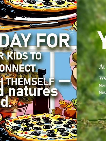A poster encouraging parents to give their kids a day to reconnect with themselves and nature's food.