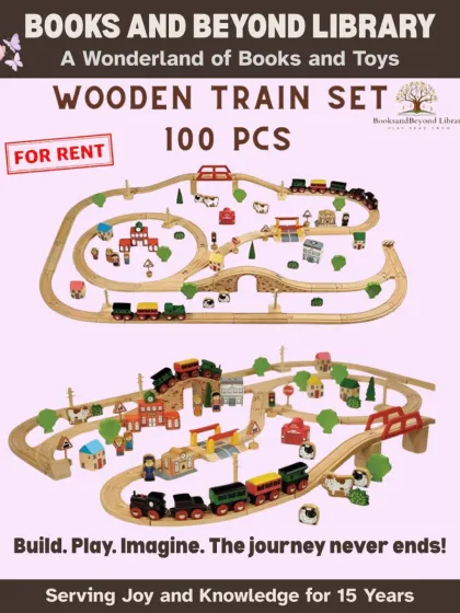 All aboard for creative fun with this 100-piece wooden train set. Building different track layouts encourages problem-solving and fine motor skills, providing hours of imaginative play.