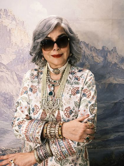 Another portrait of Zeenat Aman, showcasing the stacked bracelets and rings that completed her regal ensemble. Accessorizing is key to making a look feel complete and personal.