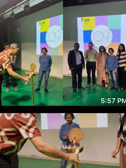 The lamp lighting ceremony at the Unitedworld Institute of Design (UID) event, marking the beginning of an inspiring session.