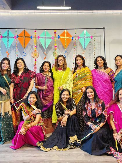 A beautiful group photo from our Garba and Dandiya workshop. We love seeing our students dressed in traditional attire, celebrating culture and togetherness.