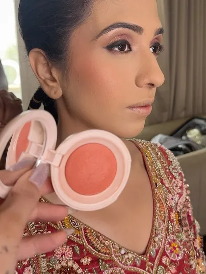 For her Anand Karaj, this bride wanted to look like her sweet, innocent, real self. I used a peachy blush to give her a fresh, youthful glow.