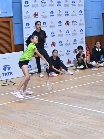 A young player in perfect form, ready to return a shot during our Intra-Academy Tournament at MCA, BKC.