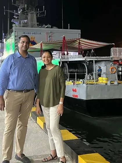 Our team at the naval dockyard during the decommissioning ceremony for the INS Gomati. Working in high-security zones like this requires precision, discipline, and respect, qualities we bring to every event.