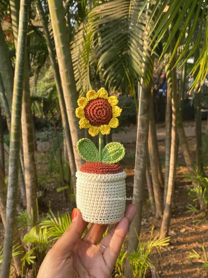 My crochet sunflower pot, soaking up some real sunshine. These are one of my bestsellers and bring such a cheerful vibe to any space. Each petal is stitched by hand to create a bloom that lasts forever.