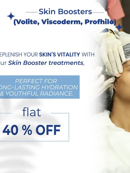 Replenish your skin's vitality with our Skin Booster treatments. Perfect for long-lasting hydration and youthful radiance, we offer special pricing on Volite, Viscoderm, and Profhilo.