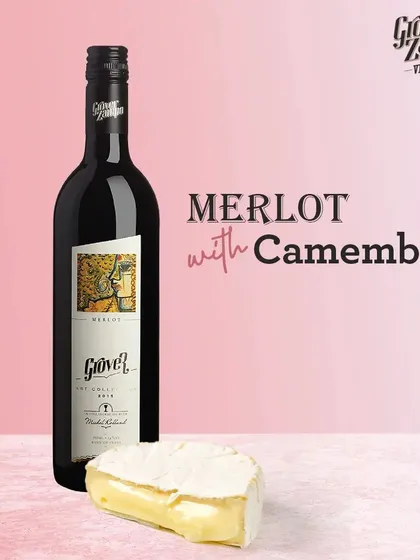 The soft, creamy texture of Camembert cheese is a classic match for a smooth, velvety red like our Art Collection Merlot. The wine's ripe fruit flavors enhance the cheese's earthy notes.