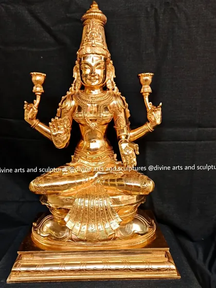 Another view of the polished Lakshmi, capturing the light and reflecting the divine glow of the goddess of prosperity.