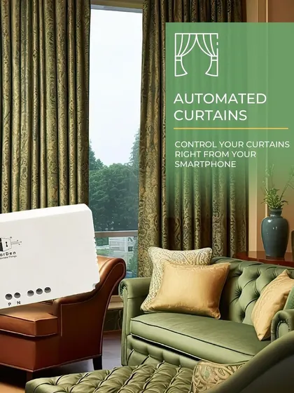 Automated curtains are a must-have for a modern living or working space. Our controller module integrates with your existing motorized curtains, bringing them into your smart ecosystem for seamless control.