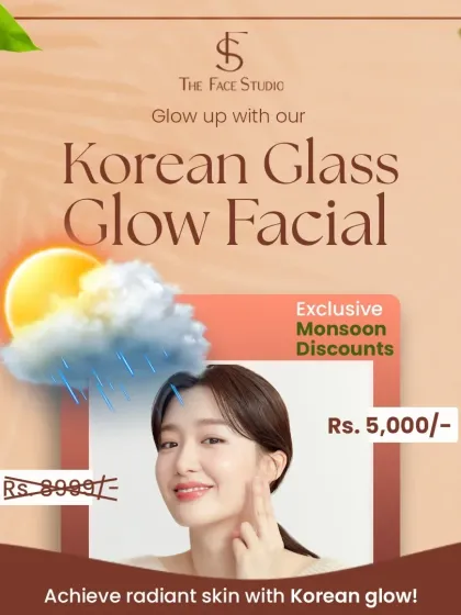 Achieve radiant skin with the Korean Glass Glow facial, now with exclusive monsoon discounts. Don't let the gloomy weather dull your shine.