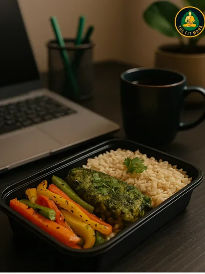 Your desk lunch doesn't have to be boring or unhealthy. This Green Fish Meal is exactly what you need for a productive afternoon: lean protein, fiber-rich veggies, and wholesome grains to keep you energized and focused.