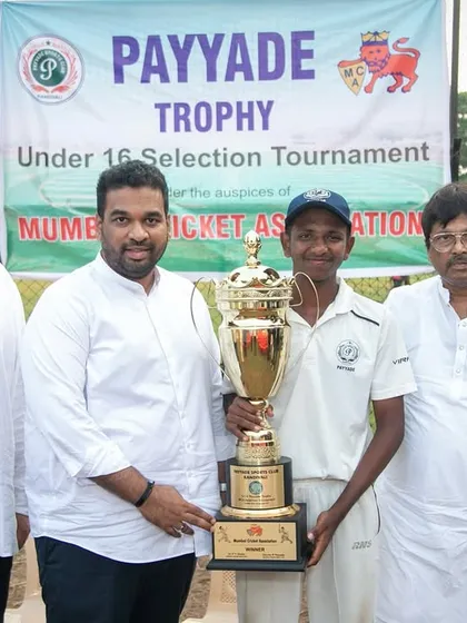 Success at the grassroots level is where future champions are born. Here, a promising young cricketer is awarded the Payyade Trophy at the Under 16 MCA Selection Tournament, a crucial platform we host to identify and promote Mumbai's next generation of talent.