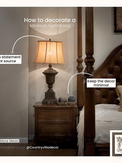 This image shows how to create a minimal yet elegant nightstand. A single statement table lamp with a classic silhouette provides ample light while keeping the decor uncluttered and sophisticated.