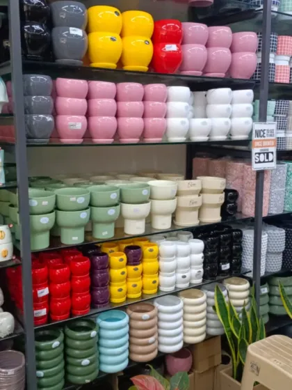 A glimpse of my collection of colorful ceramic pots, available in various shapes, sizes, and finishes. Finding the perfect planter to match your plant and decor is easy here.