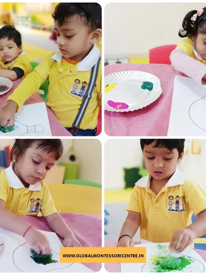 More happy faces from our sponge painting session. This activity encourages creativity and is a great way for children to express themselves.