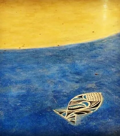This beautiful fish tile, created by a student, is now part of a larger mosaic. It shows how individual artworks can come together to create something even greater.
