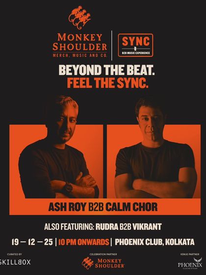 Ash Roy B2B Calm Chor headlining SYNC in Kolkata. We curate lineups with legendary figures of the Indian underground techno scene.