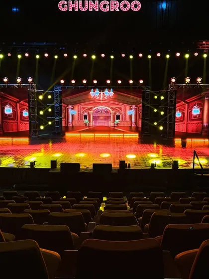 This is the stage I created for the Ghungroo 2024 dance festival. The design featured intricate visuals on multiple LED screens and dynamic lighting that changed with each performance, providing a stunning backdrop for the artists.
