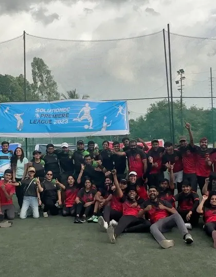 The excitement of the Solutionec Premiere League. This group photo captures the camaraderie and fun of our company-wide cricket tournament.