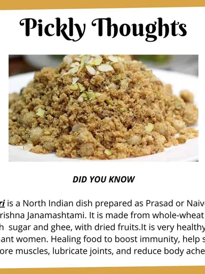 A little 'Pickly Thought' about Panjiri. It's not just a sweet, but a healing food known to boost immunity and provide comfort, especially for new mothers.