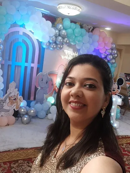 A quick selfie before the start of Kanishk's first birthday party. The Mickey Mouse and Dumbo theme created a wonderfully playful atmosphere for the kids.