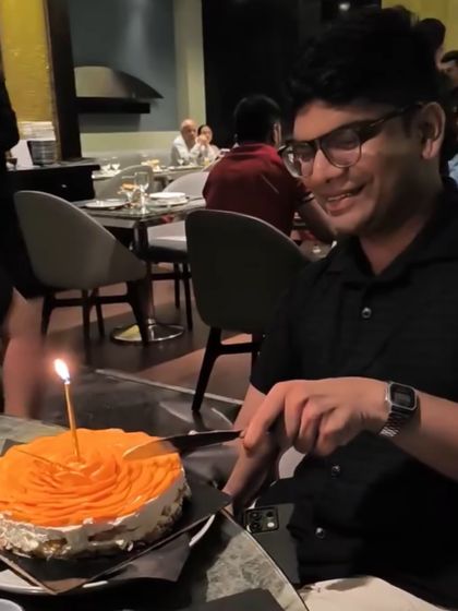 A happy birthday celebration at a restaurant with our Mango Biscoff Cheesecake. We're glad we could make your day a little sweeter.