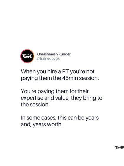 When you hire a personal trainer, you're not just paying for a 45-minute session. You are investing in years of expertise, knowledge, and the value they bring to help you reach your goals efficiently and safely.