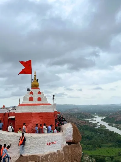 A view from Anjanadri Hill in Hampi, believed to be the birthplace of Lord Hanuman. The climb up is rewarded with panoramic views of the entire landscape.