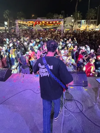 The view from the stage in Pattaya. A sea of people dancing and celebrating Holi with us. It was an incredible experience.